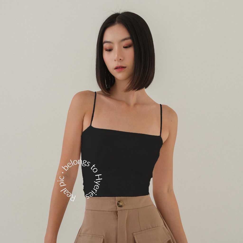 Sora tanktop / Tank top wanita tali kecil leher kotak / Tanktop tali spageti square neck / Tanktop putih / Tanktop hitam / Korean tank / Tank top spaghetti / Tanktop Panjang / Tanktop spandex / Korea tank / Square camisole / Camisole spandek