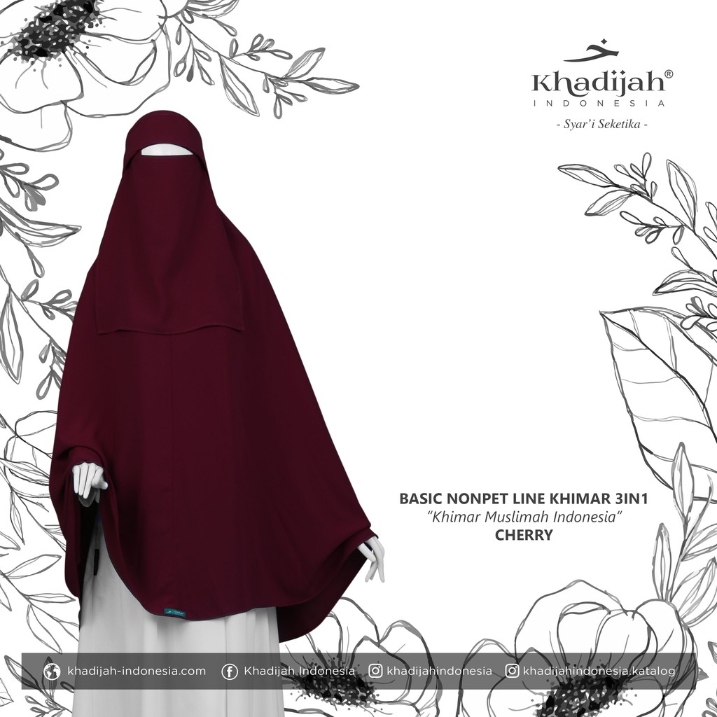 Basic NonPet LINE Khimar 3in1 Khadijah Indonesia Nyaman Syari Jumbo Jilbab Lebar