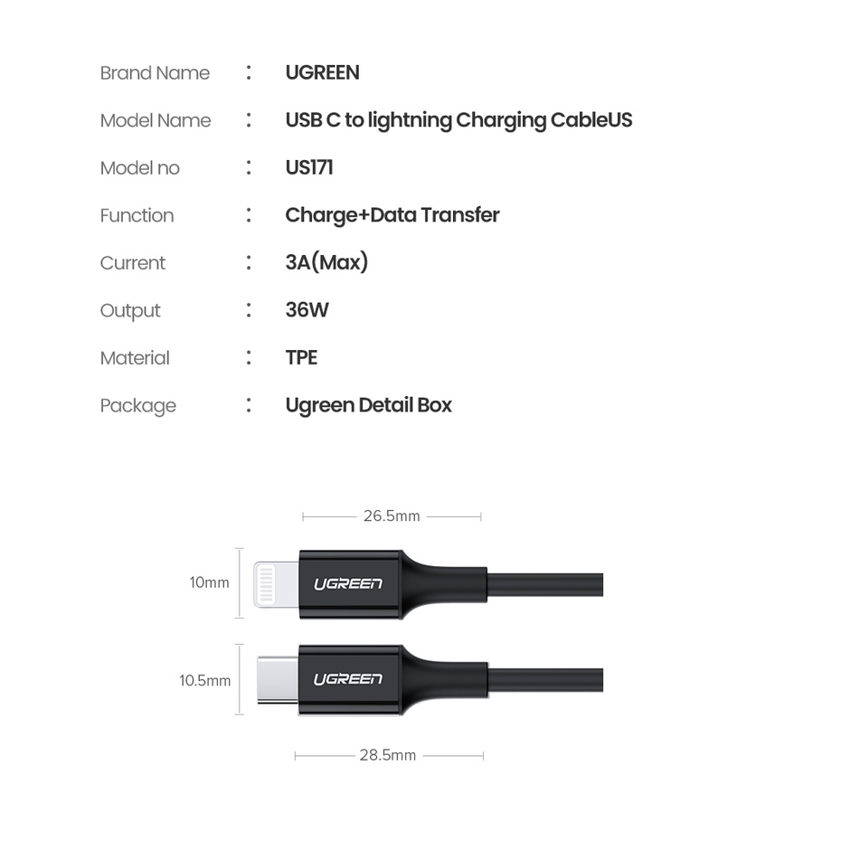 【Stok Produk di Indonesia】Ugreen Adapter Charger USB Tipe C 20W Power Delivery 3.0 PD Untuk iPhone 14 13 pro Max 13 / 12 / 11 / XS / XR / 7 plus / 8 / 7 plus / 50 / 8 plus