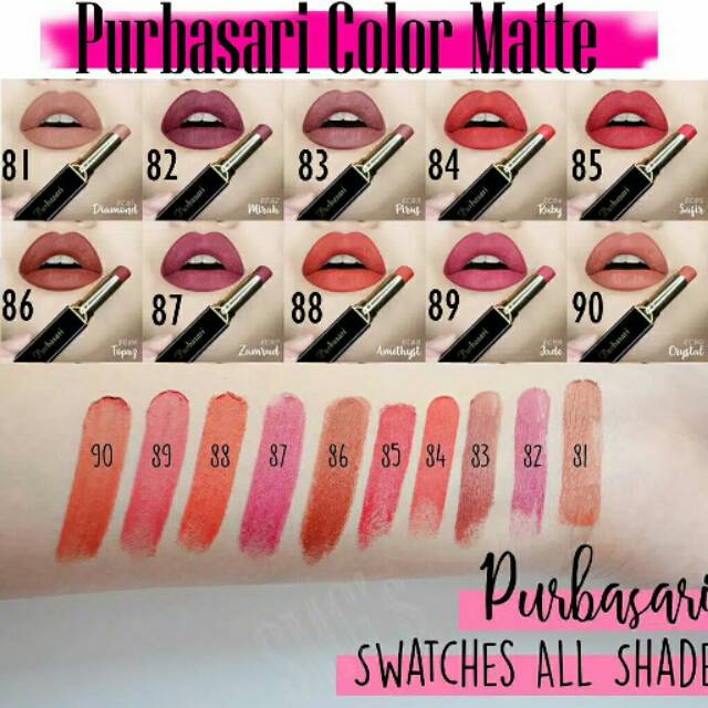 Purbasari Matte Lipstick Etalase no 81/82/83/84/85/86/87/88/89/90