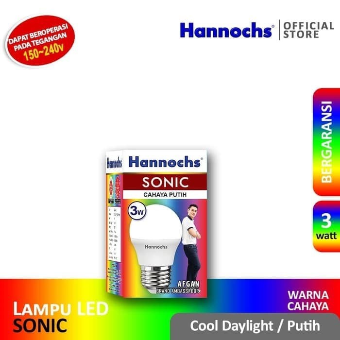 HANNOCHS SONIC 3 WATT - Bola Lampu LED E27 3 Watt - Garansi 1 Tahun