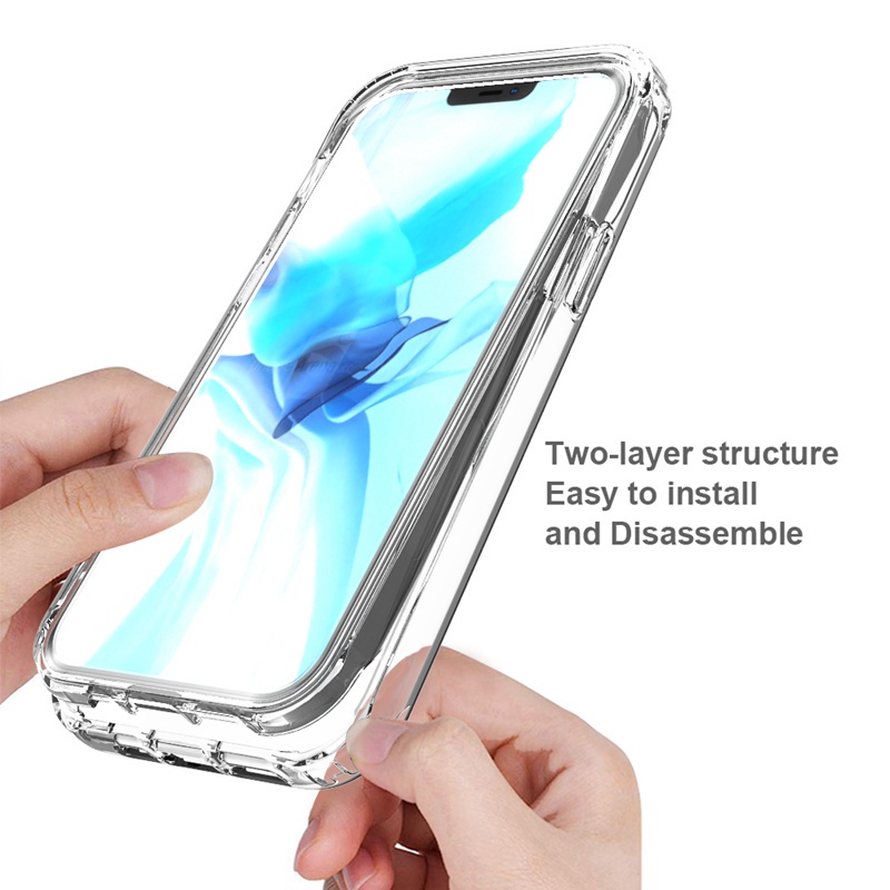 IPHONE Casing Bening Tahan Jatuh Menebal Untuk Iphone14 13 Pro Max12 Mini 11 Pro XS MAX XR X6 6s 7 8 Plus SE 2020 iPhone13 13Pro 12Pro iPhone12 360 Transparan Shockproof Cover
