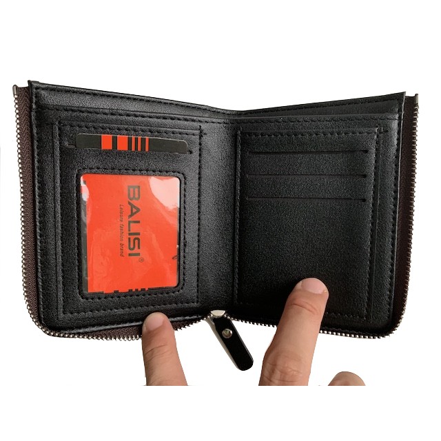 IMPOR BALISI 1752-2 DOMPET UANG LIPAT DENGAN ZIPPER MOTIF VERTIKAL BAHAN LEMBUT