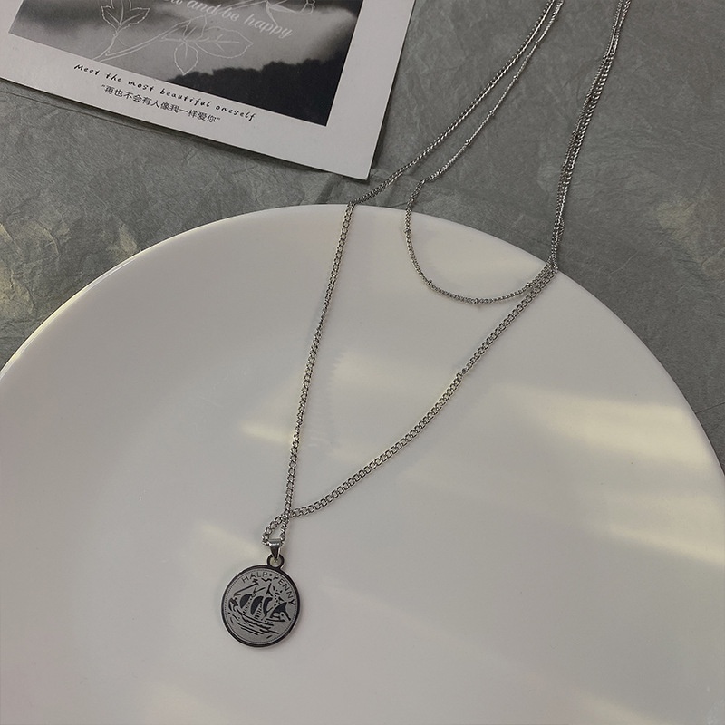 Kalung Eropa dan Amerika ins selebriti Internet NUWANGTOU double layer tide disco hip hop punk titan