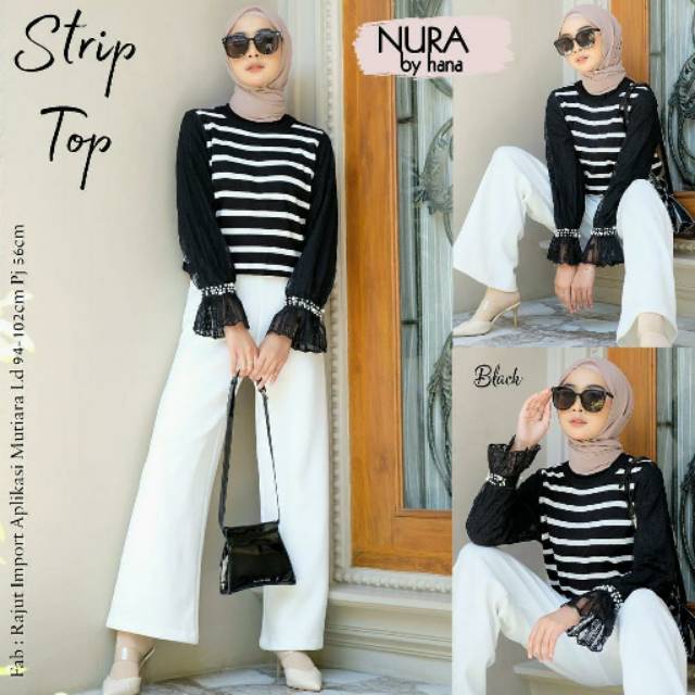 TOP RAJUT IMPORT // STRIP TOP BY NURA BY HANA (BEST SELLER)