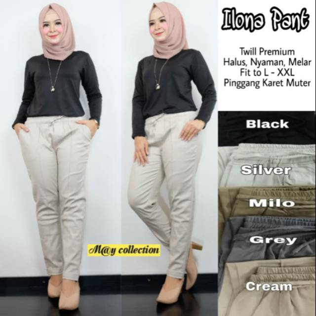 Ilona Pants Celana  Kantor Celana  Katun  Celana  OOTD  