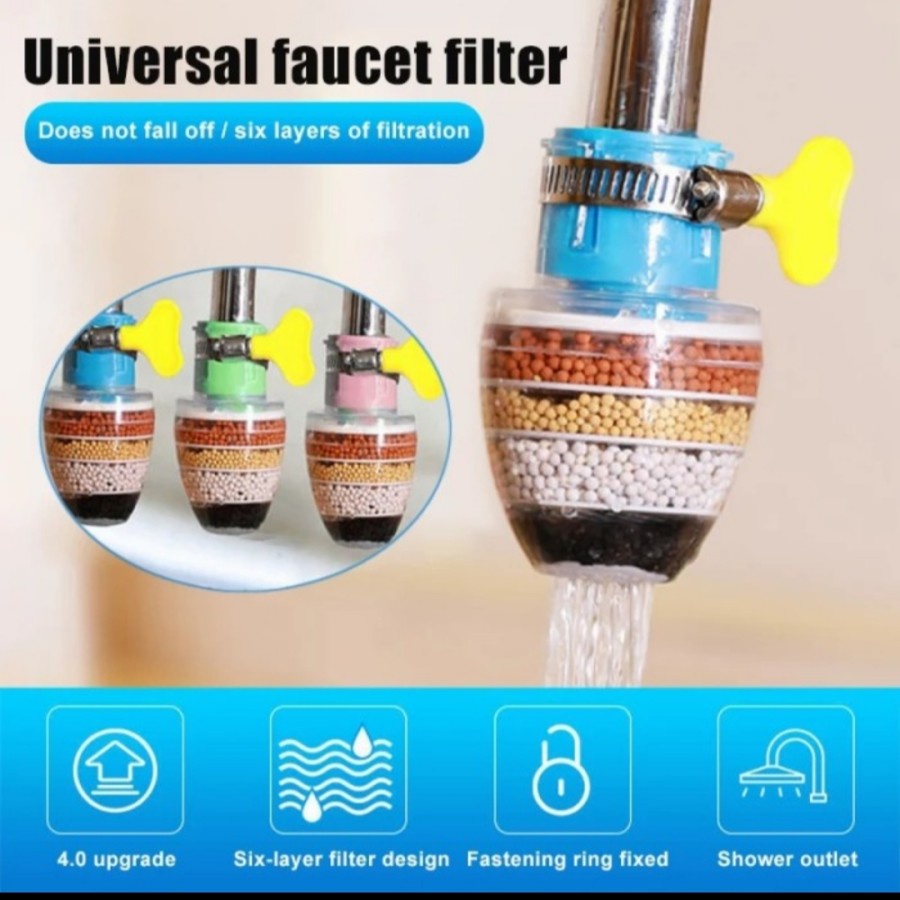 Sambungan Kran 6 lapis Filter air 6 Lapis kepala kran air saringan keran dapur faucet purifier water filter