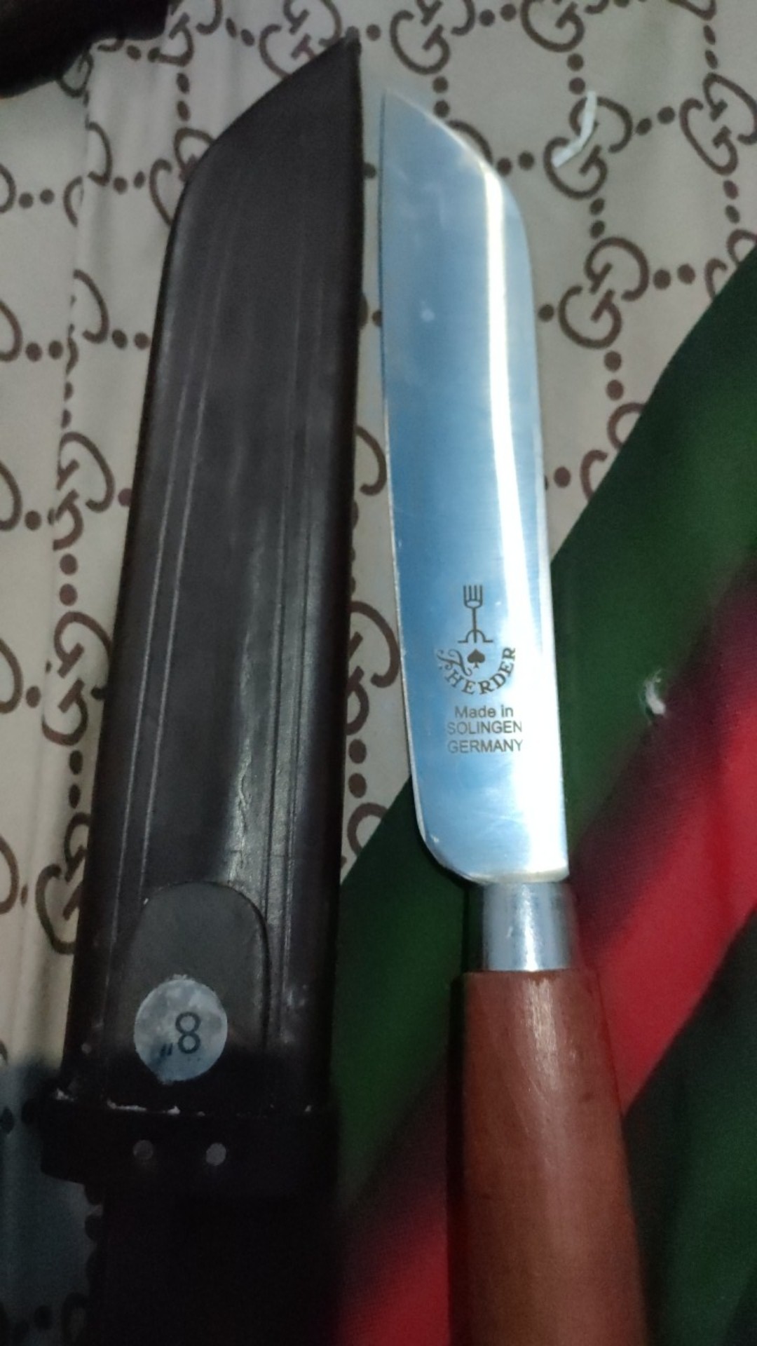 Pisau Cap Garpu Pisau Solingen Original 8 Inch Sarung Kulit