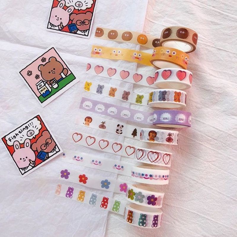 

5Pcs Selotip Washi Tape Set Aesthetic Masking Tape Selotip Aesthetic Untuk Scrapbook