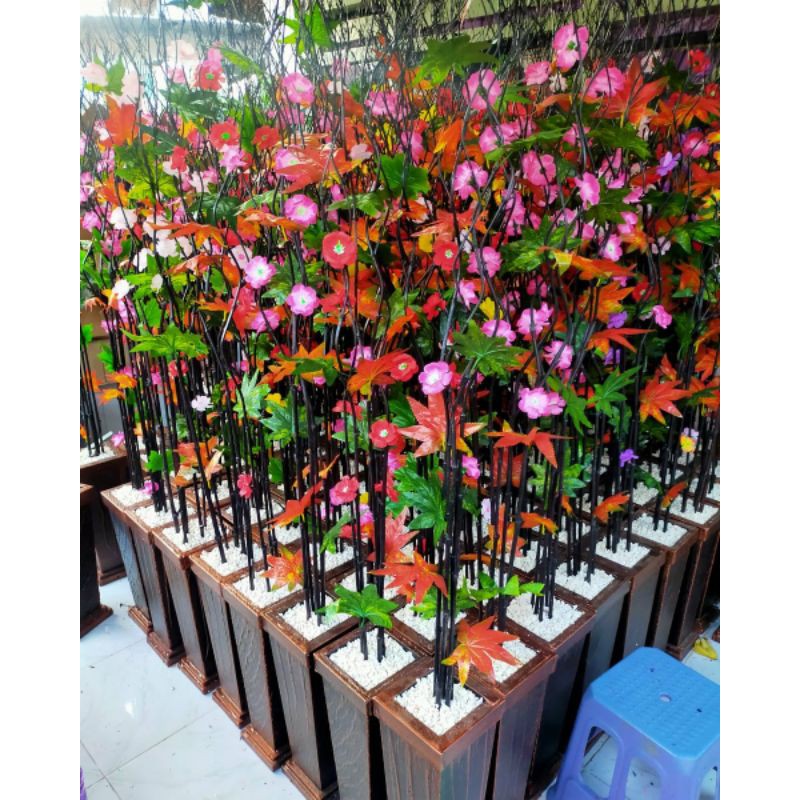 Bunga hias artificial bonsai ulir bunga sudut ruangan bunga plastik