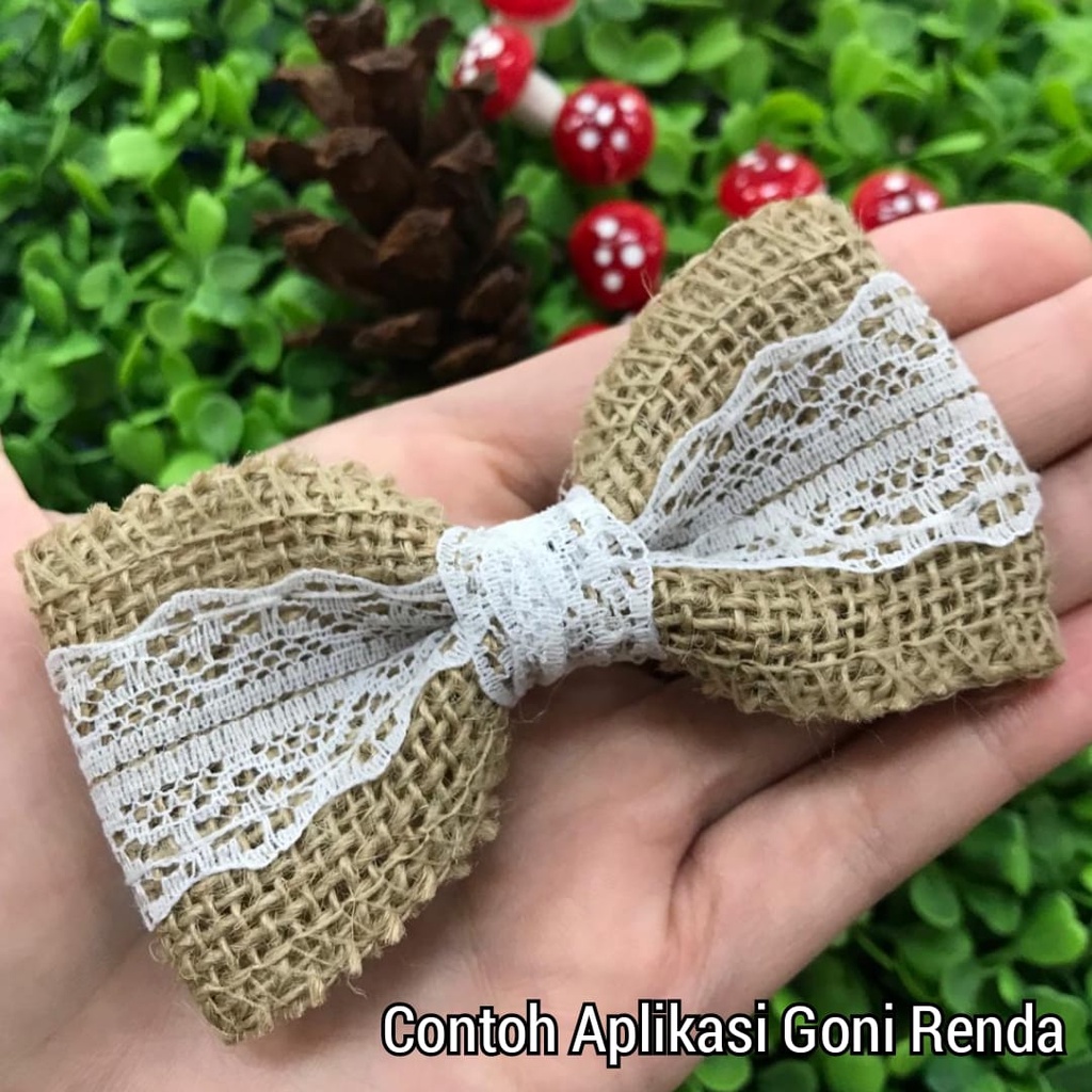 KAIN GONI / PITA GONI COKLAT RENDA / SIZE 5 CM dan 6 CM / HESSIAN BURLAP JUTE