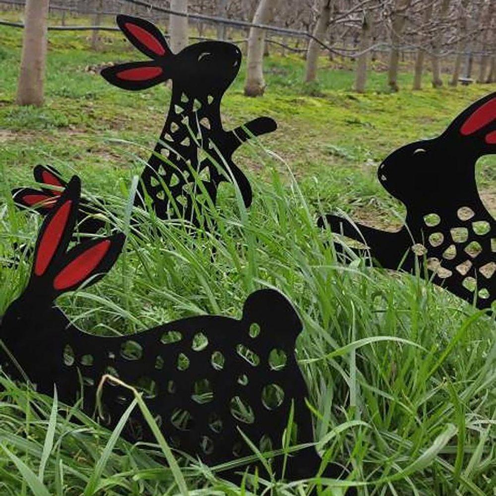 Solighter Rabbit Yard Art Dekorasi Halaman Belakang Akrilik Rabbit Art Berongga Keluar Easter Bunny