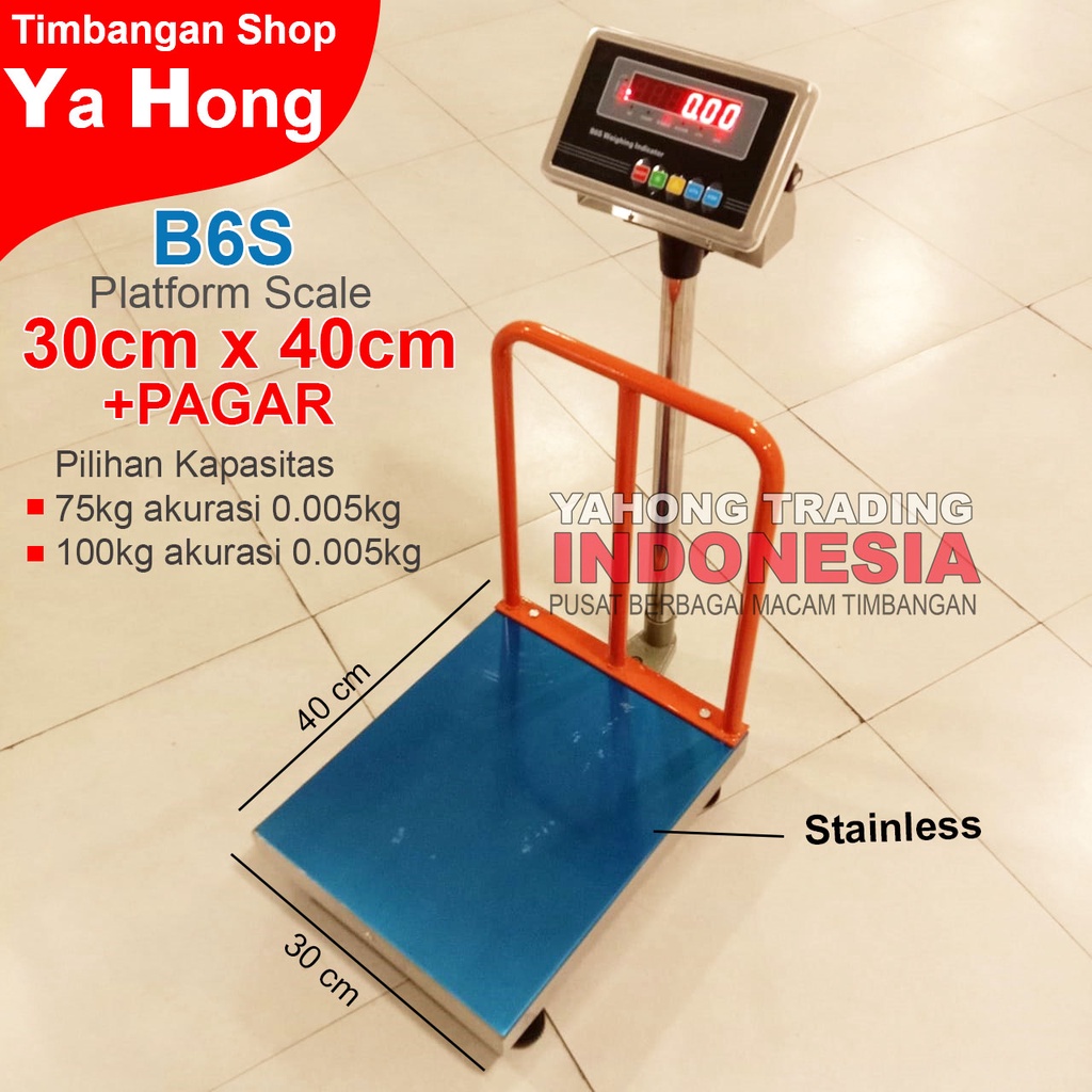 Timbangan Barang Digital 75kg 100kg / Bench Scale B6S 30cm x 40cm + PAGAR