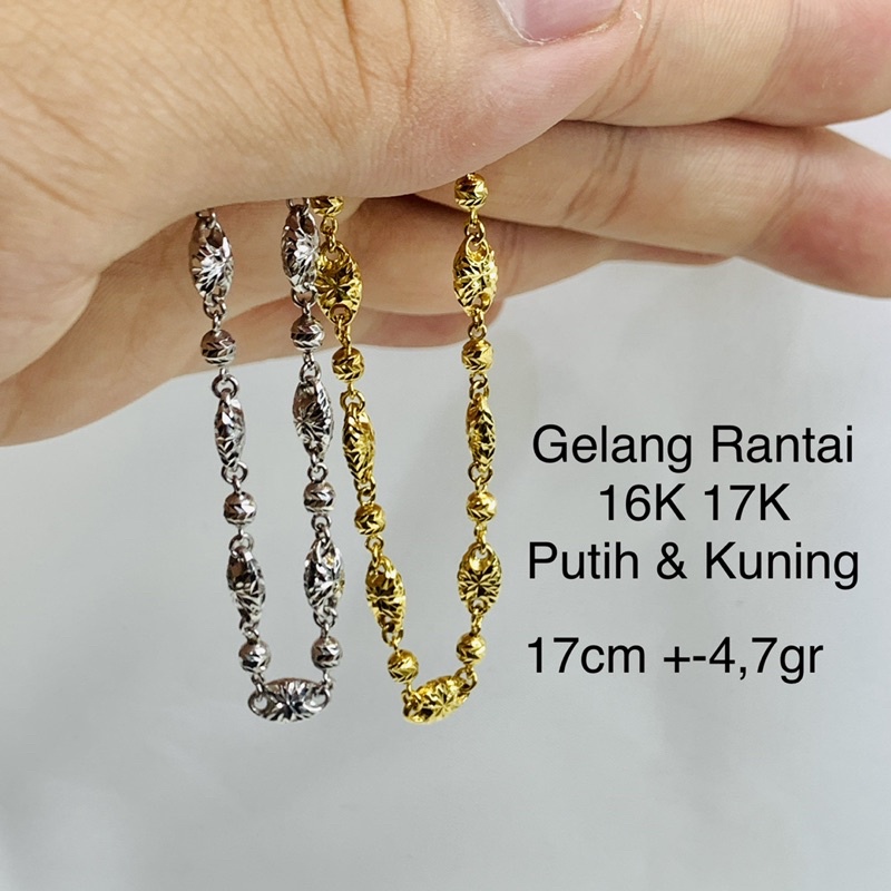Gelang Rantai Emas Asli Mas Kuning Putih Kadar 700 16K 750 17K Gelang Rantai Tangan