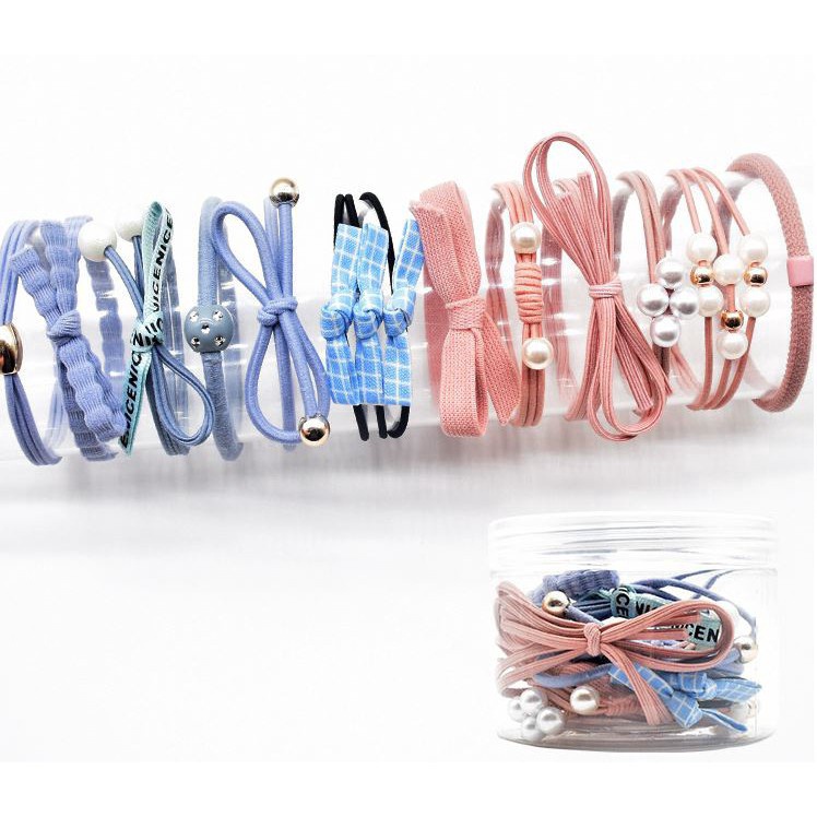 HC Ikat Rambut 12 Pcs KODE 228 Ikat Rambut Set Wanita Termasuk Tabung Kunciran Rambut Set-8