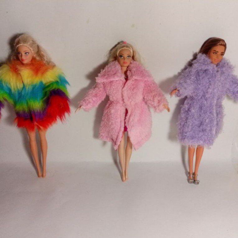 baju / mantel bulu boneka barbie