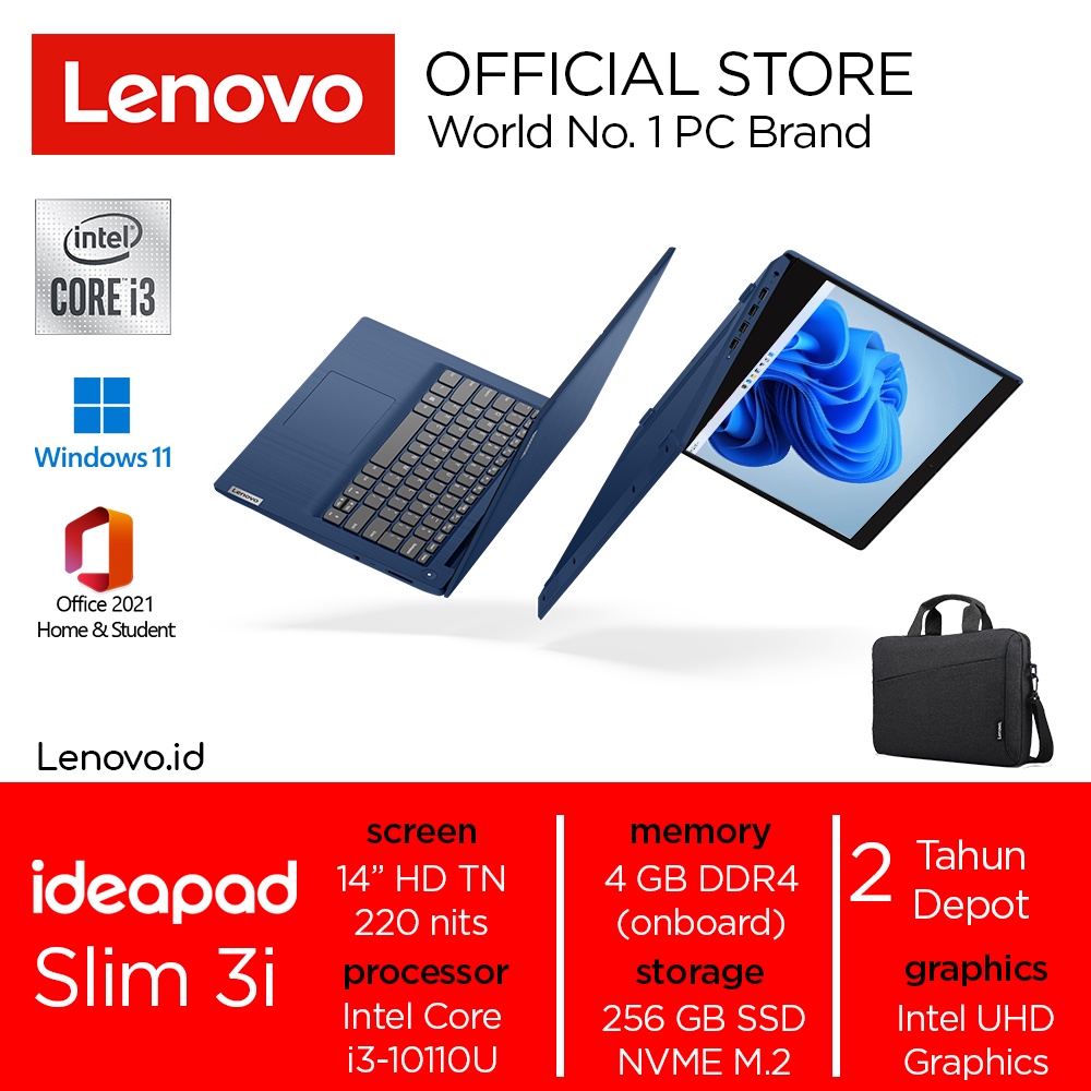 lenovo ideapad slim 3i 14iml05 ohs i3 10110u win11 4gb 256gb ssd 14  hd tn integrated intel ohs2021 