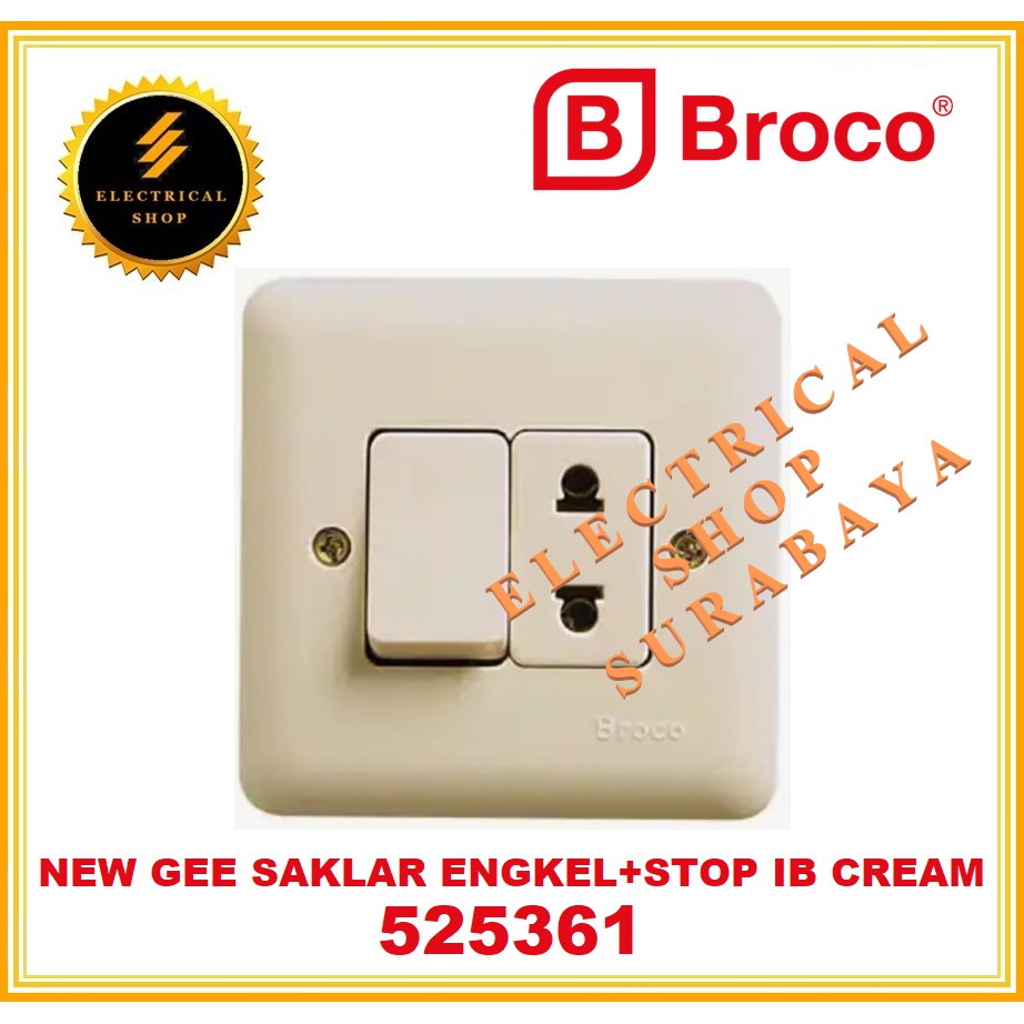 BROCO IB SAKLAR ENGKEL + STOP KONTAK CREAM 525361 (HARGA GROSIR) 52536111 NEW GEE INBOW TANAM 52536