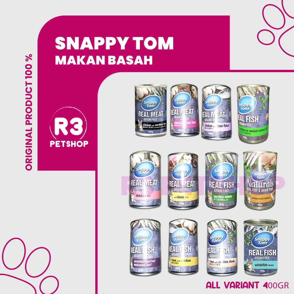 Snappy Tom 400g All Varian Makanan Kucing kaleng