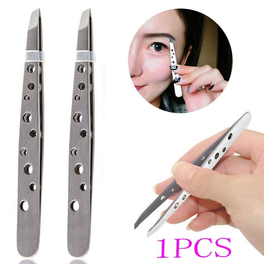 Rebuy Pinset Profesional Stainless Steel Jenggot Pinset Alat Makeup Klip Alis Bevel