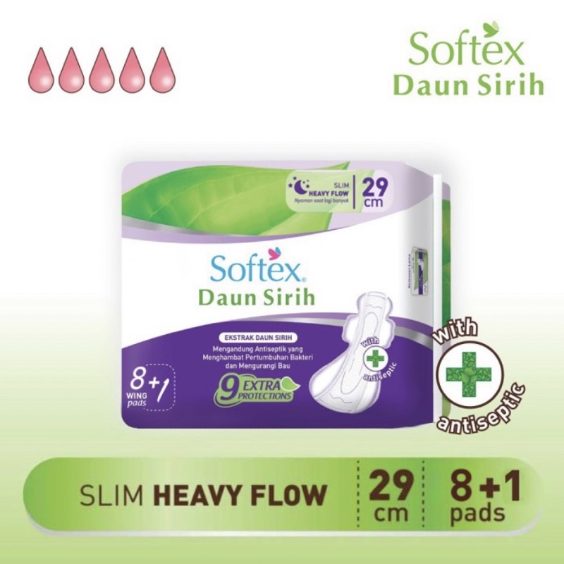 Softex Daun Sirih 8 + 1 Pembalut Slim 29 cm Original Isi 8s 29cm