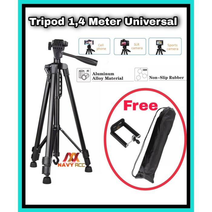 NA - Tripod 140cm Universal Tripod Holder Aluminium Anti Selip 3366