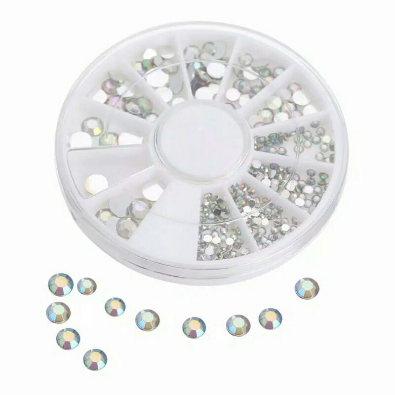 Rhinestone Wheel Pelangi Clear White/Manik-manik 3D untuk Nail Arts/Berlian Imitasi untuk Nail Arts/Permata imitasi/Gems