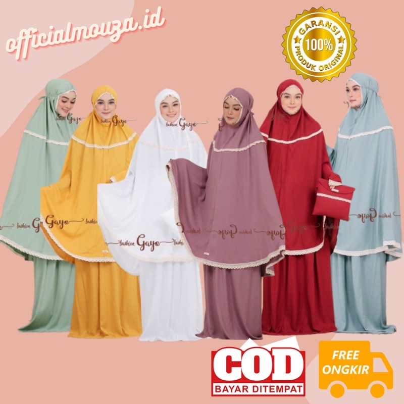 Mukena Mukenah Wanita Dewasa Katun Rayon Polos Putih Terbaru Aira Series