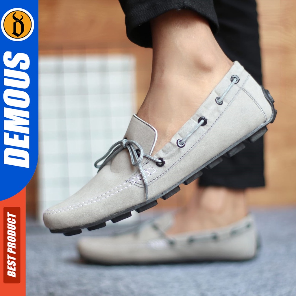 Sepatu Slip On Pria Sepatu Casual Pria Kulit Suede Kerja Kantor Kuliah Kondangan Sepatu Slop Pria Sepatu Hitam Pria DEMOUS SEBIT