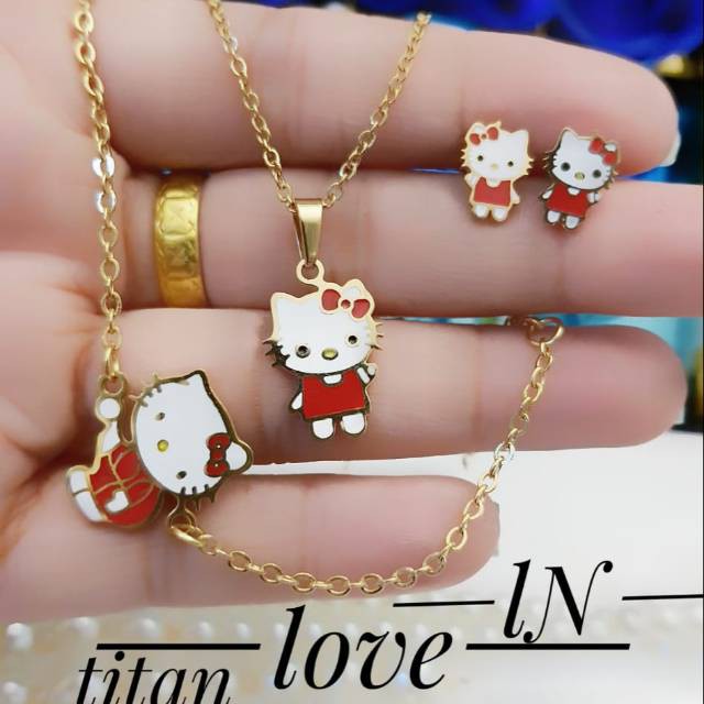 Titanium set anak lapis emas 24k 1440c