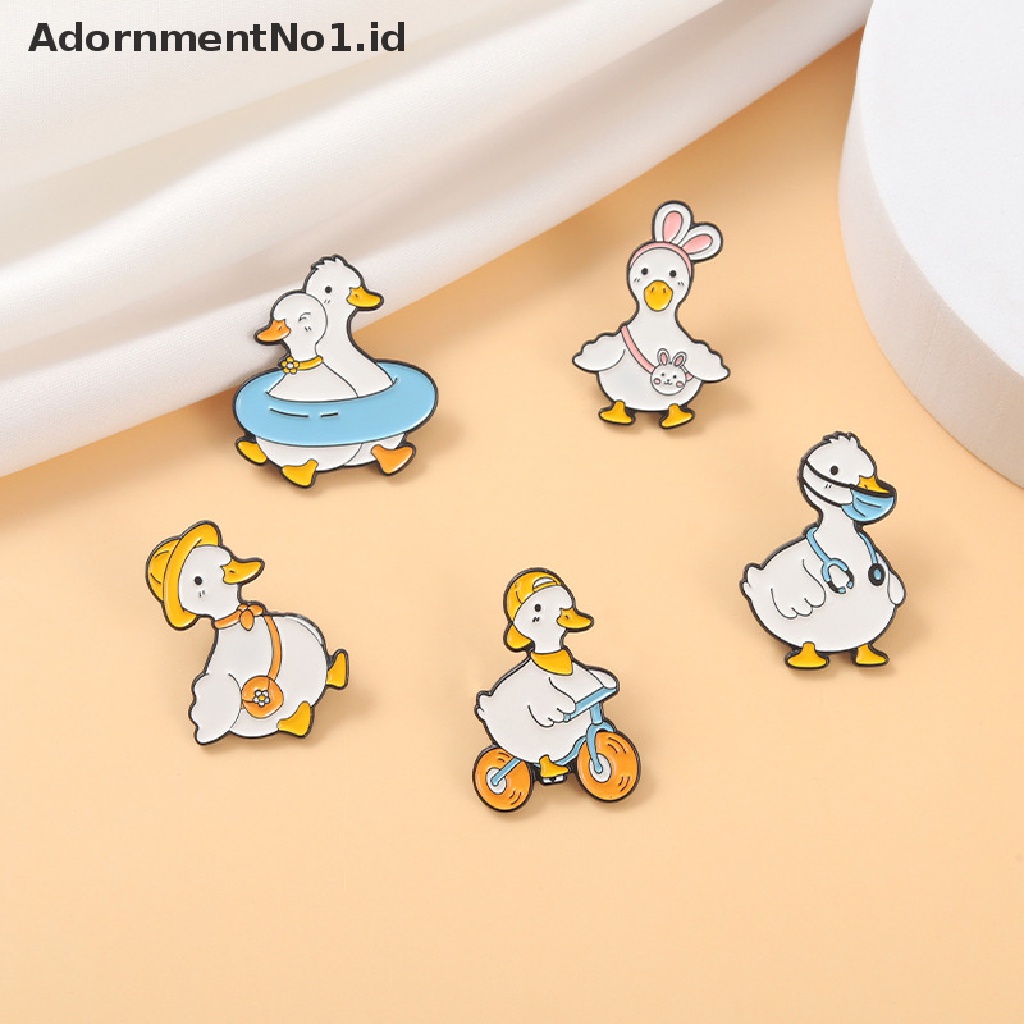 (AdornmentNo1) Bros Pin Enamel Bentuk Bebek / Angsa Untuk Aksesoris Tas / Baju (ID)