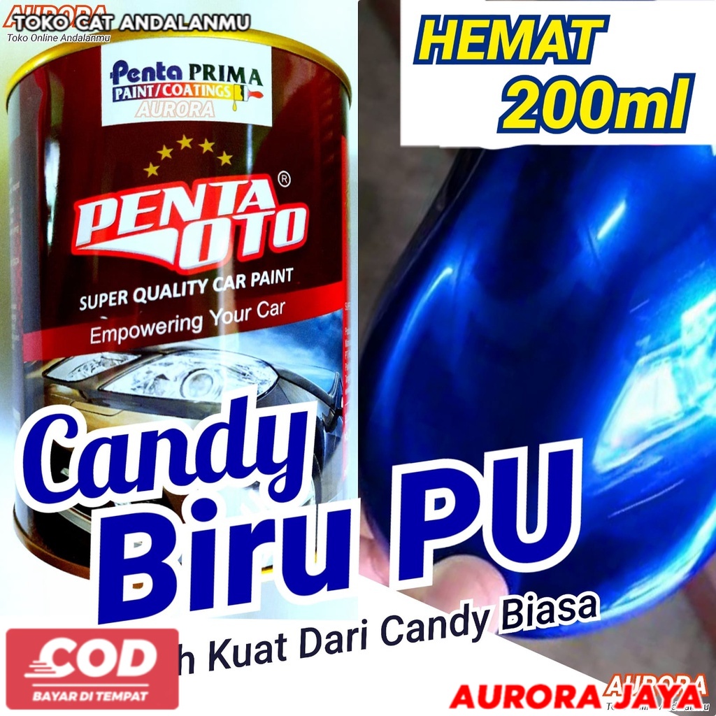 Cat Candy Tone Biru PU Penta Oto 200 gram Candytone Transparan Candy Blue Biruh Blu Cat Motor 200 ml
