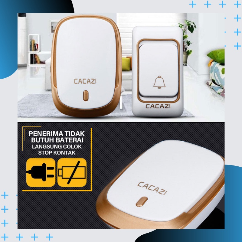 Door Bell Bel Pintu Rumah Wireless Alarm Listrik Toko Tanpa Kabel Jarak Jauh Waterproof Cacazi Murah