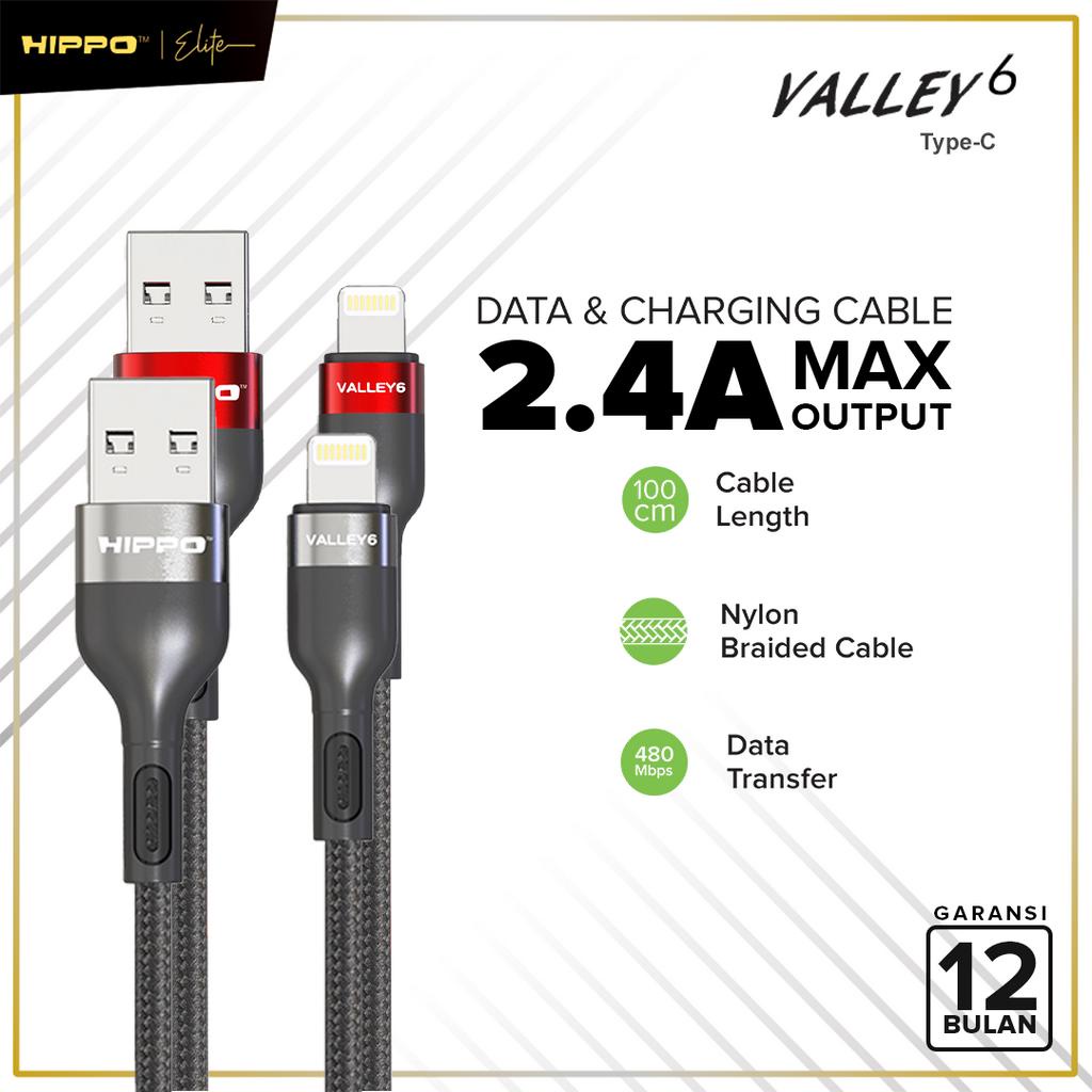 Hippo Kabel Data Valley 6  USB MICRO, TYPE C , LIGHTNING 3A Quick Charge 3.0 dan 2,4 Fast Charging Android Data Cable