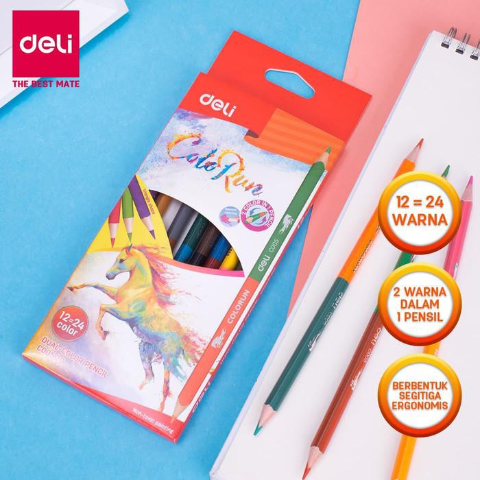 

PROMO - DELI Duo Colored Pencil 12pcs 24C EC00520 - Pensil warna anak-anak