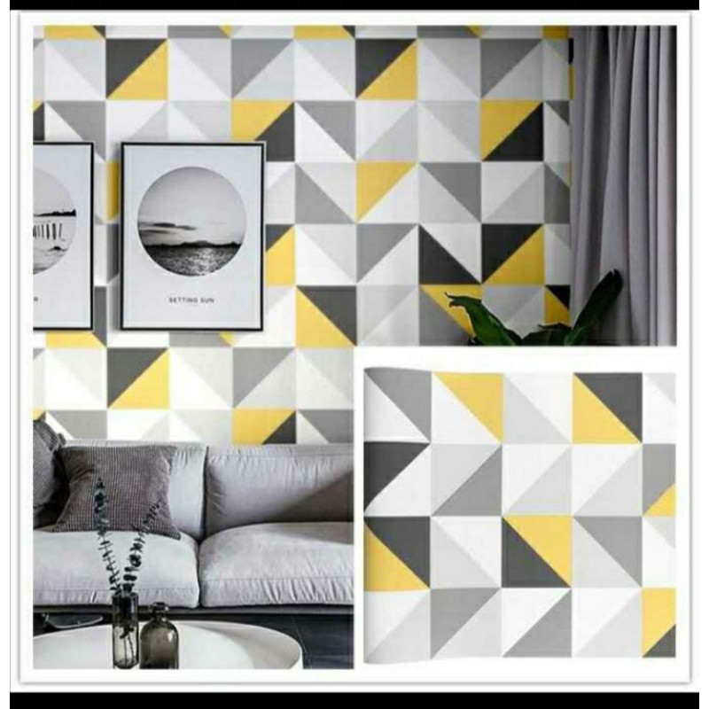 WALLPAPER DINDING MOTIF WARNA WARNI KUNING