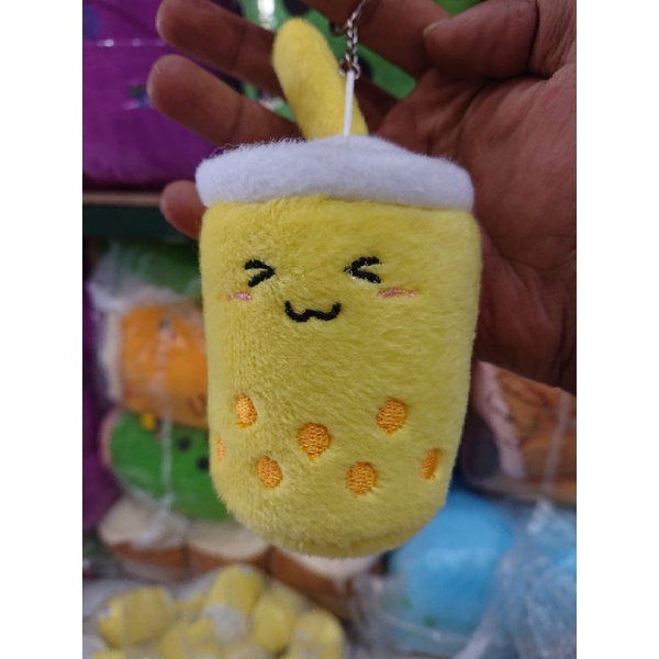 Gantungan Kunci Boneka Boba Unik 10 Cm-Kuning