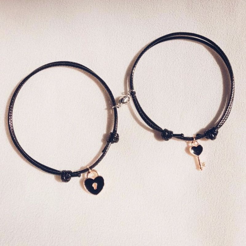 (COD) gelang couple magnet gembok kunci gelang tali korea Collection Berkah Solo