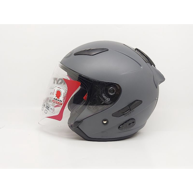 Helm Half Face | Double Visor | Kyt Galaxy FLAT R Matt Gorila Grey