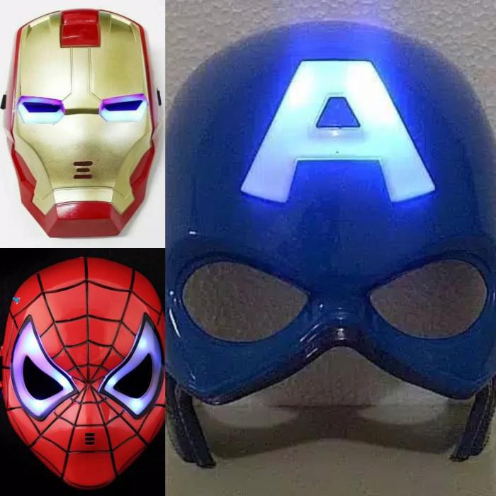 Bisa Nyala - Topeng Mainan Anak Spiderman Captain America Ironman