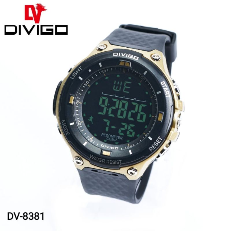 (Terima Cod)Jam Tangan Pria Divigo Digital Light Anti Air/Water Resist Strap Rubber/Karet Original (Dikirim Jakarta)