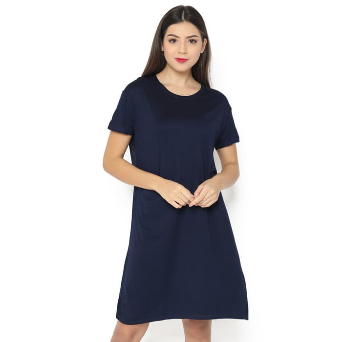 Lemone rayon spandex premium dress wanita 710ps polos navy