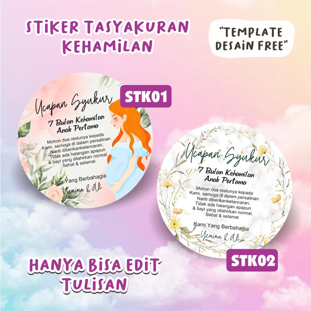 

STIKER TASYAKURAN KEHAMILAN / LABEL SYUKURAN 4-7 BULANAN / CUTTING BULAT / STICKER TEMPELAN KARDUS DIJAMIN MURAH