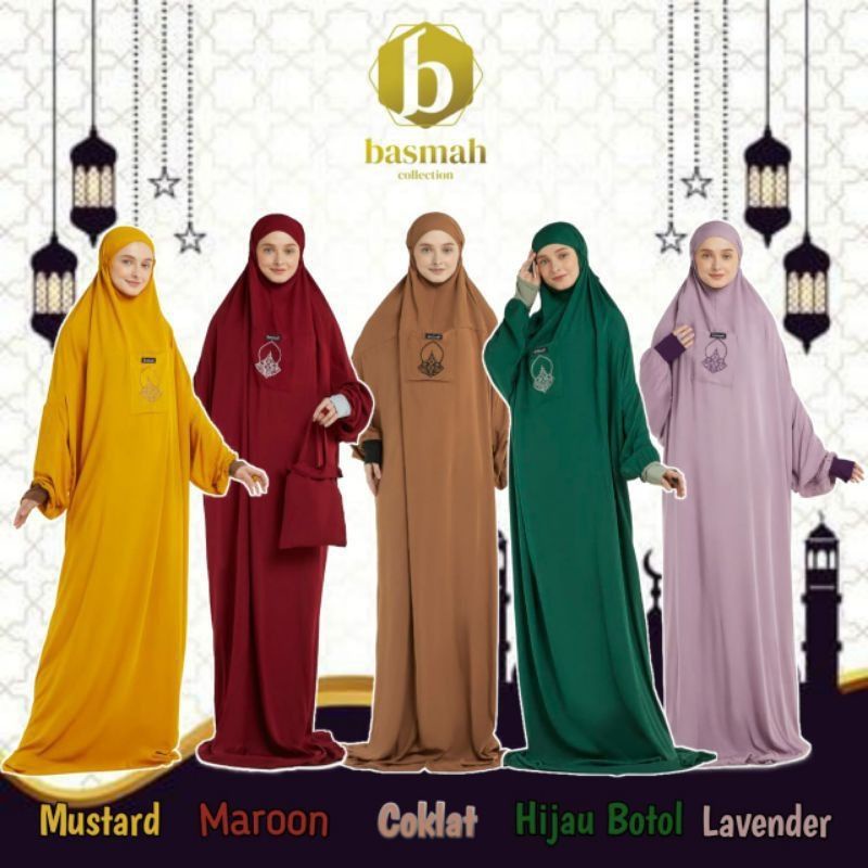mukena basmah/mukena basmah polos/mukena basmah manset/mukena hadromaut polos terusan/fashion muslim