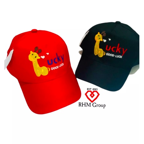 TOPI BASEBALL ANAK LUCKY GIRAFFE / JUST DO IT / SUPER DINO / SUNNY DAY USIA 2-10 TAHUN LAKI PEREMPUAN-TOPI LUCKY HITAM