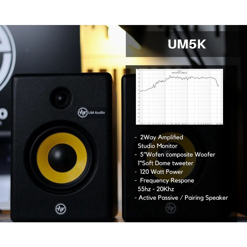 Speaker Monitor flat Studio  UM Audio UM5K MKV MK5 Sepasang Made in Indonesia