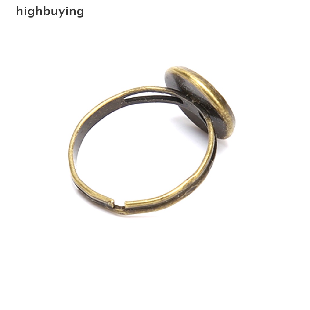 Hbid 10pcs Cincin Cameo Kosong Adjustable Untuk Membuat Perhiasan DIY