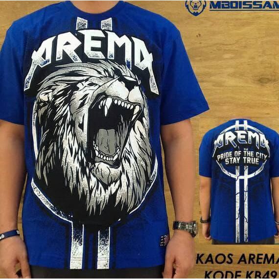 Kaos Suporter Arema Aremania Baru Murah Bahan Katun Mboissam Kb 49 - Biru, S