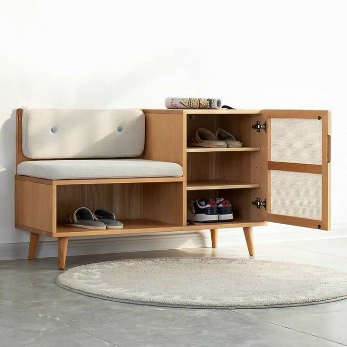 rak sepatu kayu jati minimalis / bench rack