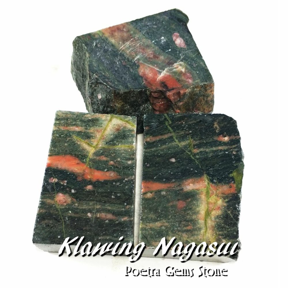 BAHAN ROUGH NATURAL BATU KLAWING NAGASUI - NOGOSUI - BLOODSTONE JAMINAN TERMURAH